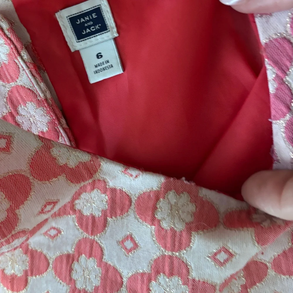 Janie and Jack Coral Jacquard Dress 6 - Picture 5 of 5
